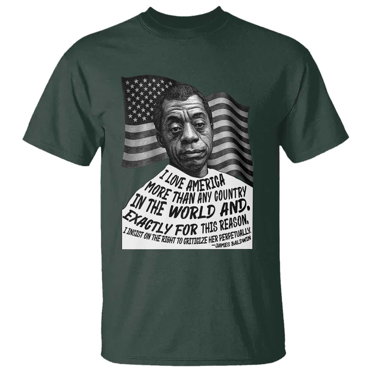 James Baldwin American Patriotic T Shirt I Love America More Than Any Country American Flag - Wonder Print Shop