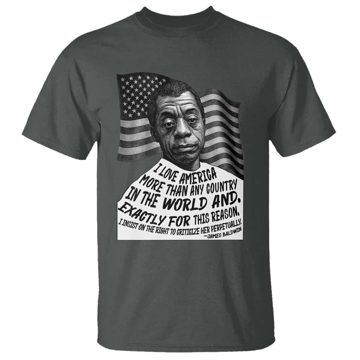 James Baldwin American Patriotic T Shirt I Love America More Than Any Country American Flag - Wonder Print Shop
