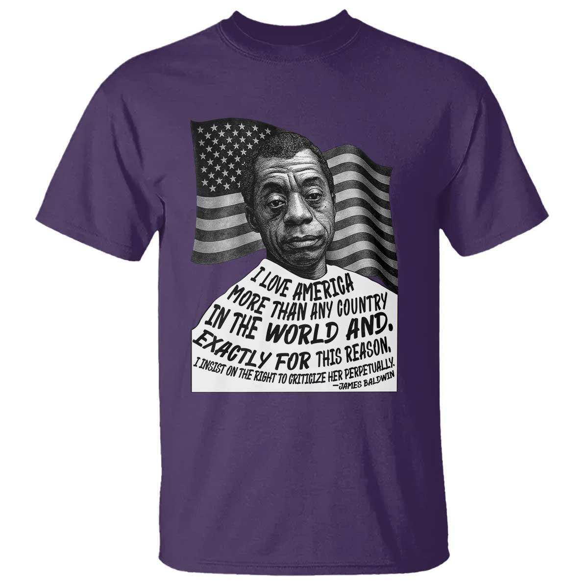 James Baldwin American Patriotic T Shirt I Love America More Than Any Country American Flag - Wonder Print Shop