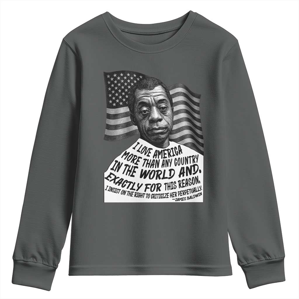 James Baldwin American Patriotic Youth Sweatshirt I Love America More Than Any Country American Flag - Wonder Print Shop