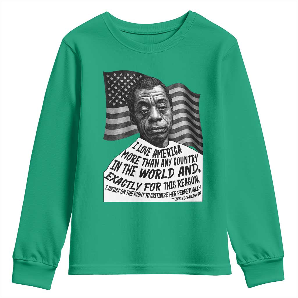 James Baldwin American Patriotic Youth Sweatshirt I Love America More Than Any Country American Flag - Wonder Print Shop
