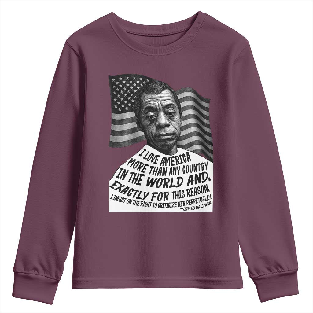 James Baldwin American Patriotic Youth Sweatshirt I Love America More Than Any Country American Flag - Wonder Print Shop