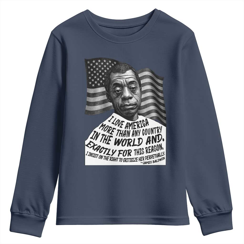 James Baldwin American Patriotic Youth Sweatshirt I Love America More Than Any Country American Flag - Wonder Print Shop