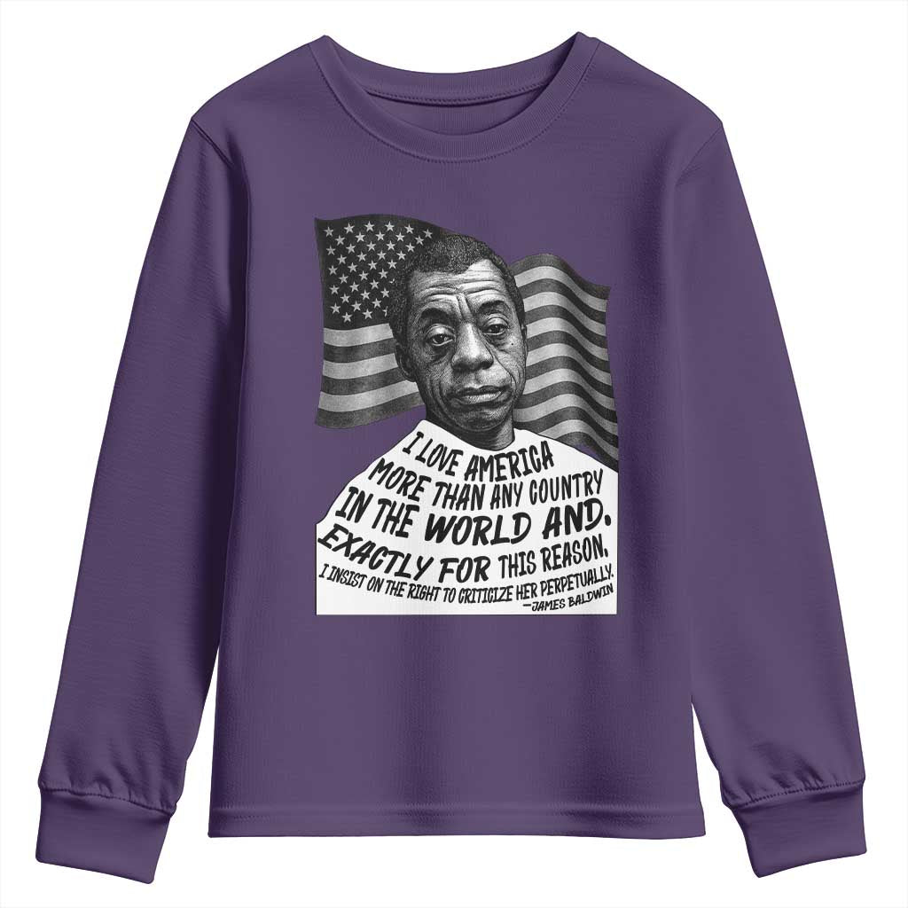 James Baldwin American Patriotic Youth Sweatshirt I Love America More Than Any Country American Flag - Wonder Print Shop