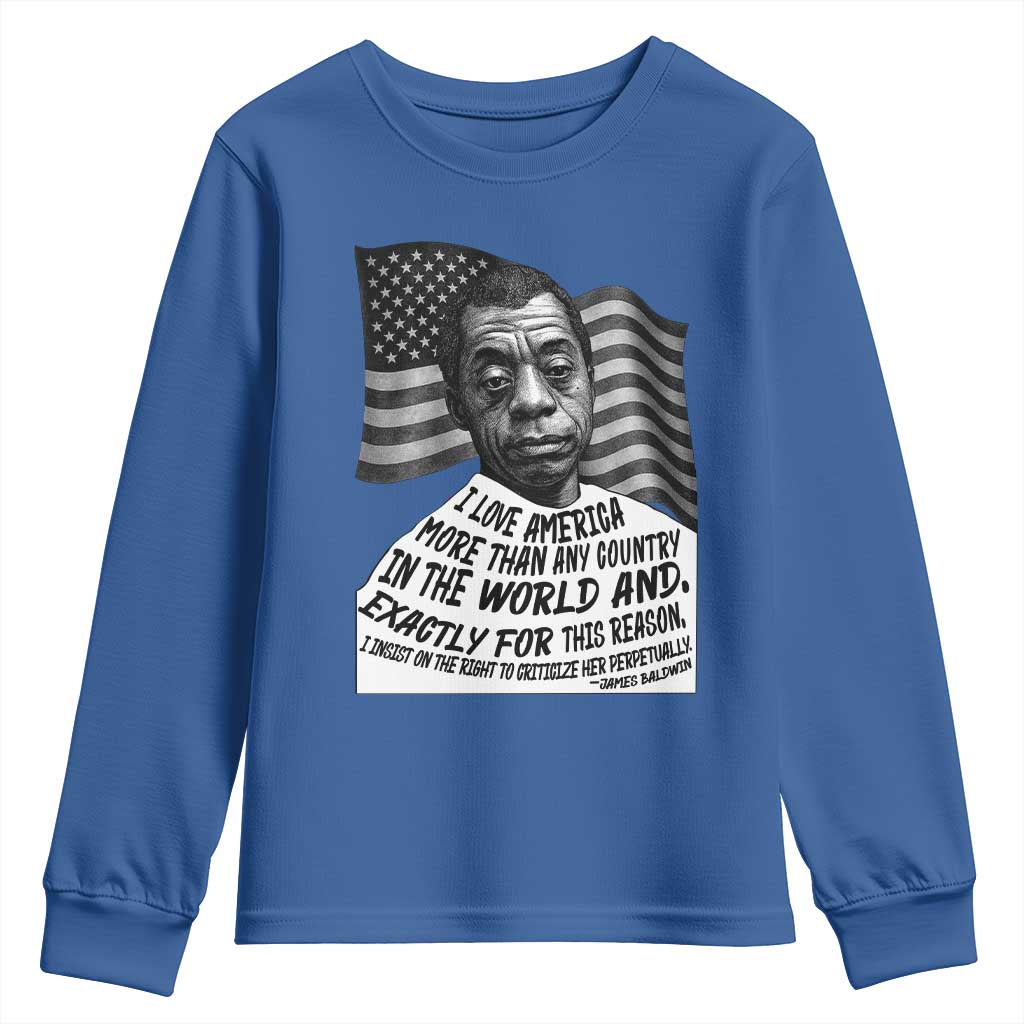 James Baldwin American Patriotic Youth Sweatshirt I Love America More Than Any Country American Flag - Wonder Print Shop