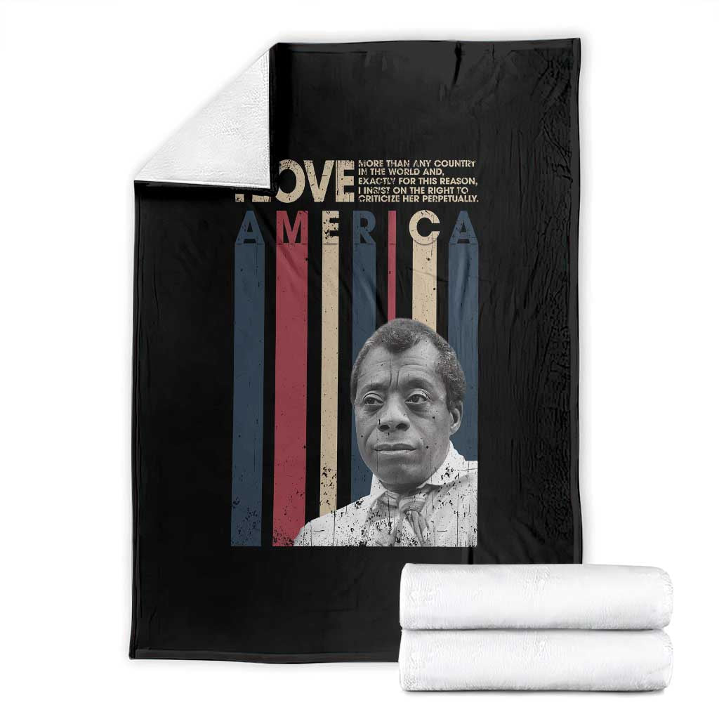 James Baldwin American Patriotic Throw Blanket I Love America More Than Any Country Retro - Wonder Print Shop