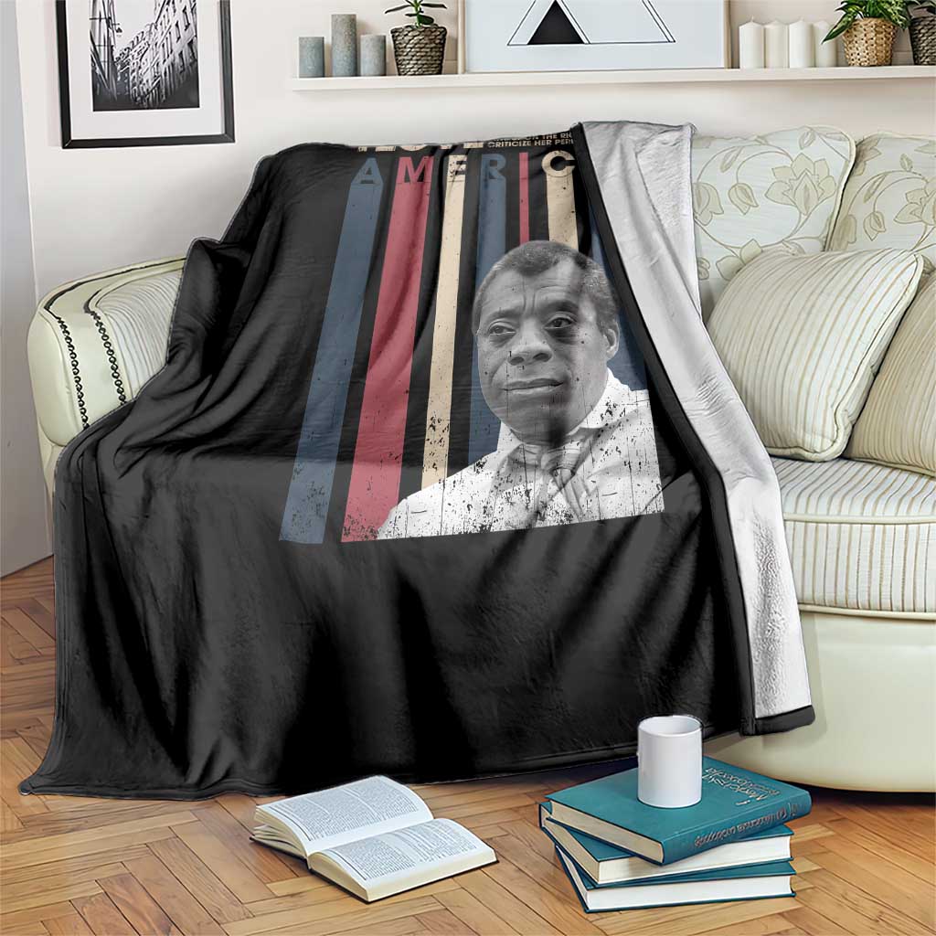 James Baldwin American Patriotic Throw Blanket I Love America More Than Any Country Retro - Wonder Print Shop