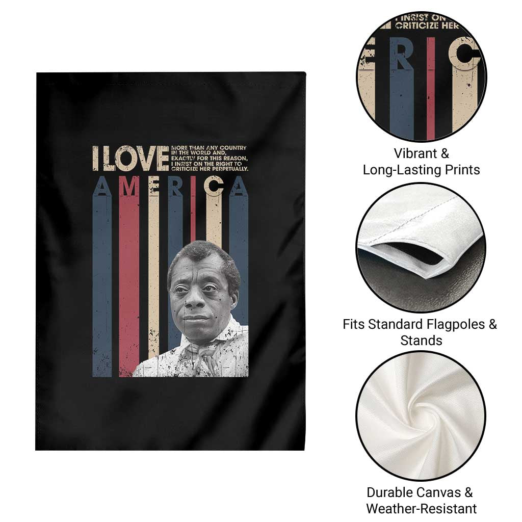 James Baldwin American Patriotic Garden Flag I Love America More Than Any Country Retro - Wonder Print Shop