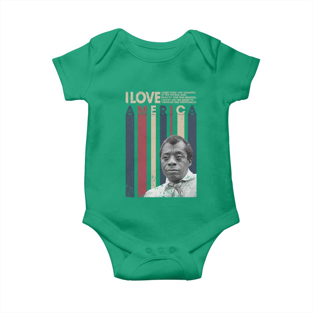 James Baldwin American Patriotic Baby Onesie I Love America More Than Any Country Retro - Wonder Print Shop