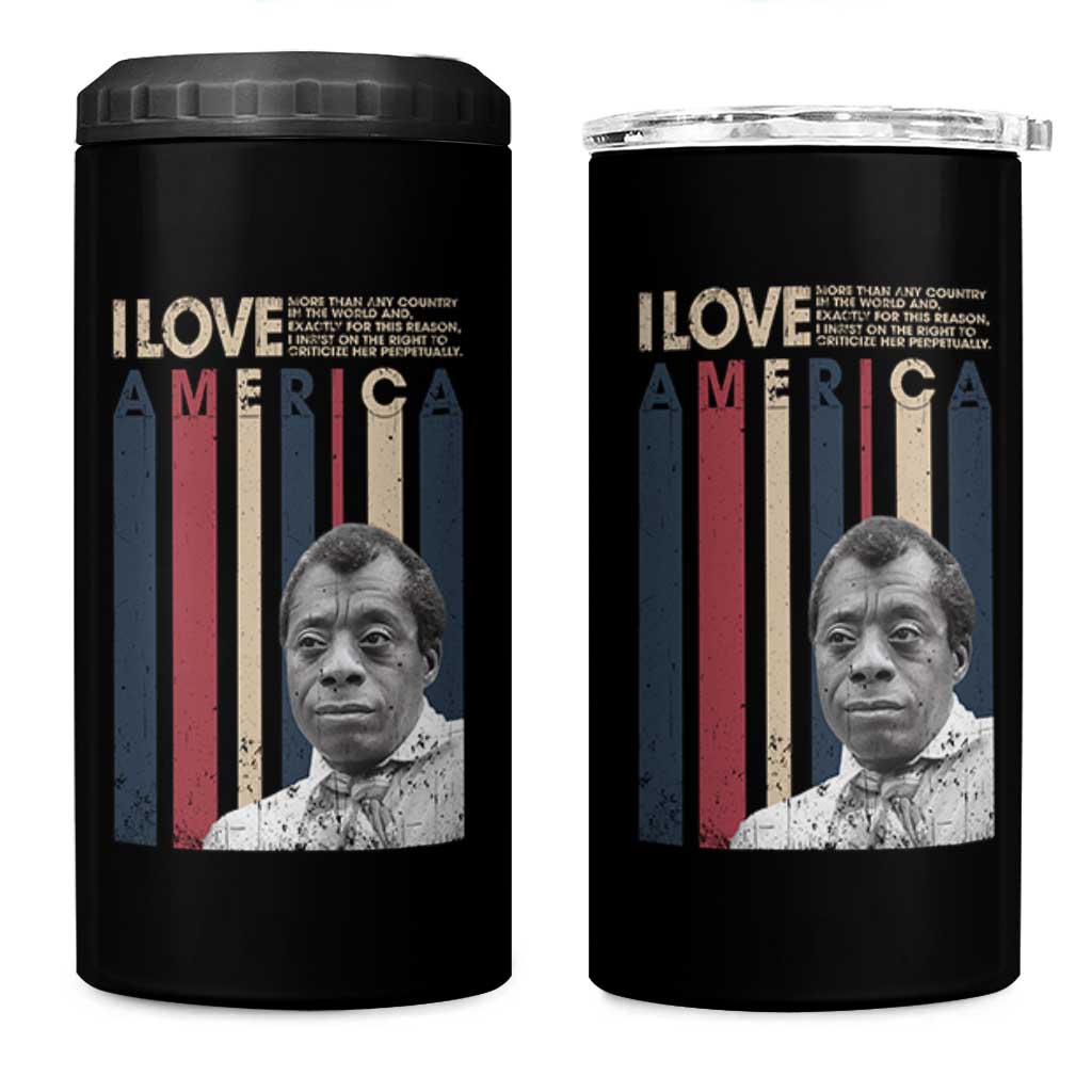 James Baldwin American Patriotic 4 in 1 Can Cooler Tumbler I Love America More Than Any Country Retro - Wonder Print Shop