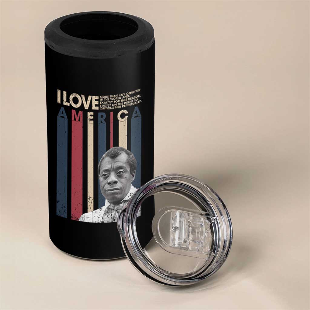 James Baldwin American Patriotic 4 in 1 Can Cooler Tumbler I Love America More Than Any Country Retro - Wonder Print Shop