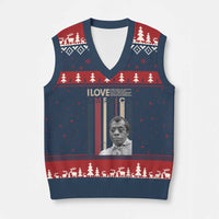 James Baldwin American Patriotic V-Neck Knit Sweater Vest I Love America More Than Any Country Retro - Wonder Print Shop