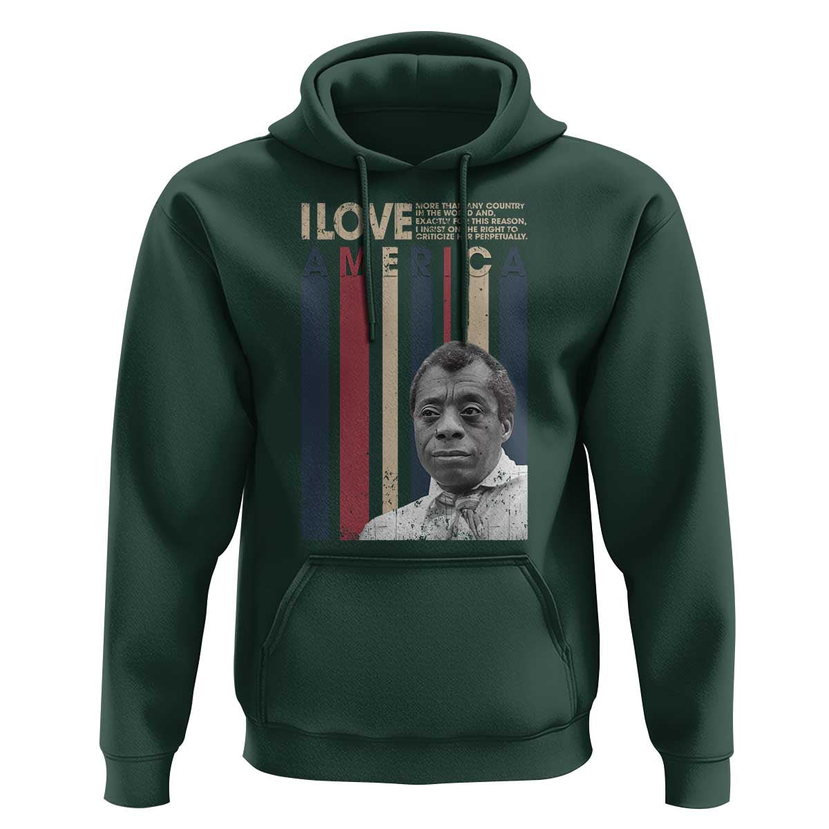 James Baldwin American Patriotic Hoodie I Love America More Than Any Country Retro - Wonder Print Shop
