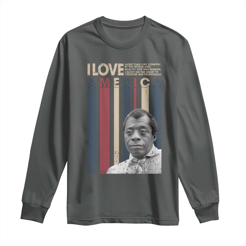 James Baldwin American Patriotic Long Sleeve Shirt I Love America More Than Any Country Retro - Wonder Print Shop