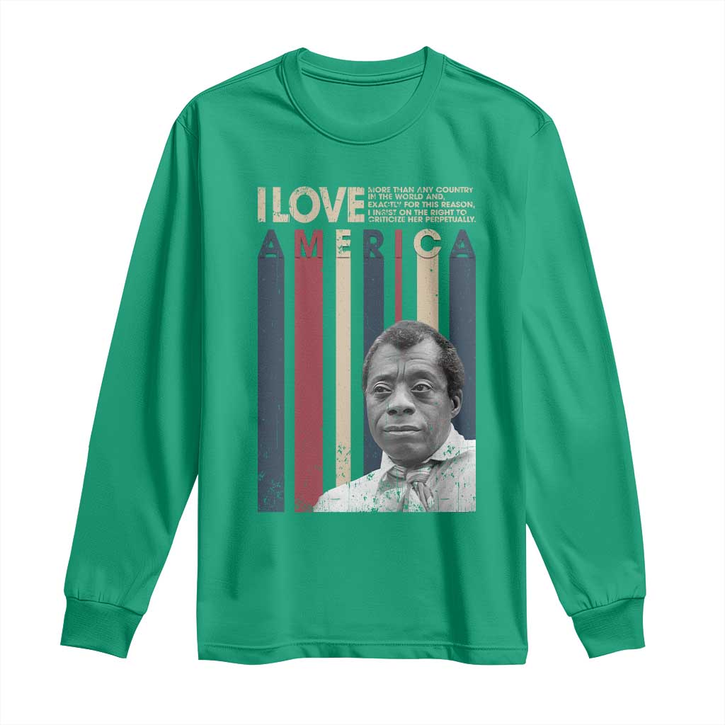 James Baldwin American Patriotic Long Sleeve Shirt I Love America More Than Any Country Retro - Wonder Print Shop