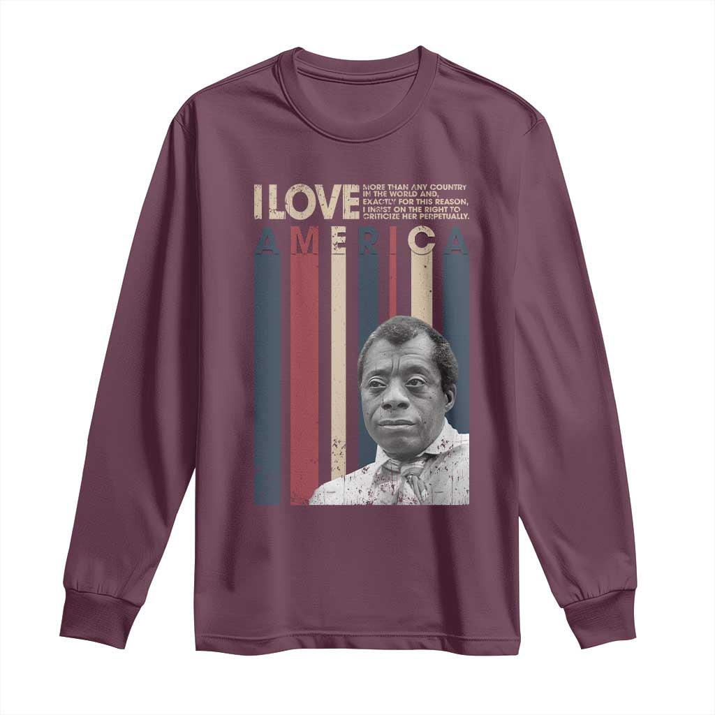 James Baldwin American Patriotic Long Sleeve Shirt I Love America More Than Any Country Retro - Wonder Print Shop