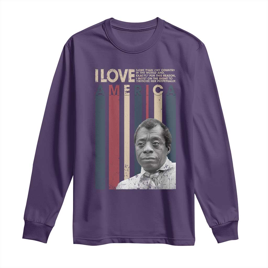 James Baldwin American Patriotic Long Sleeve Shirt I Love America More Than Any Country Retro - Wonder Print Shop