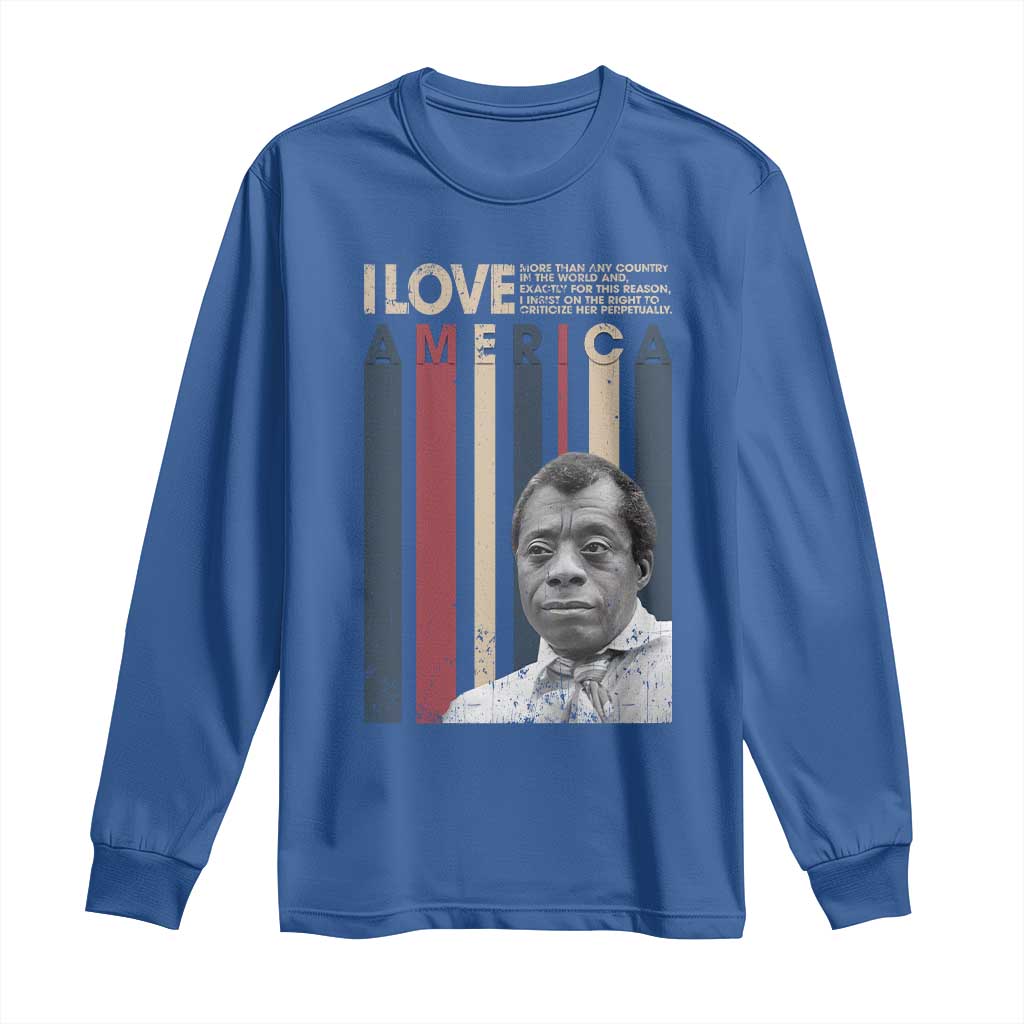 James Baldwin American Patriotic Long Sleeve Shirt I Love America More Than Any Country Retro - Wonder Print Shop