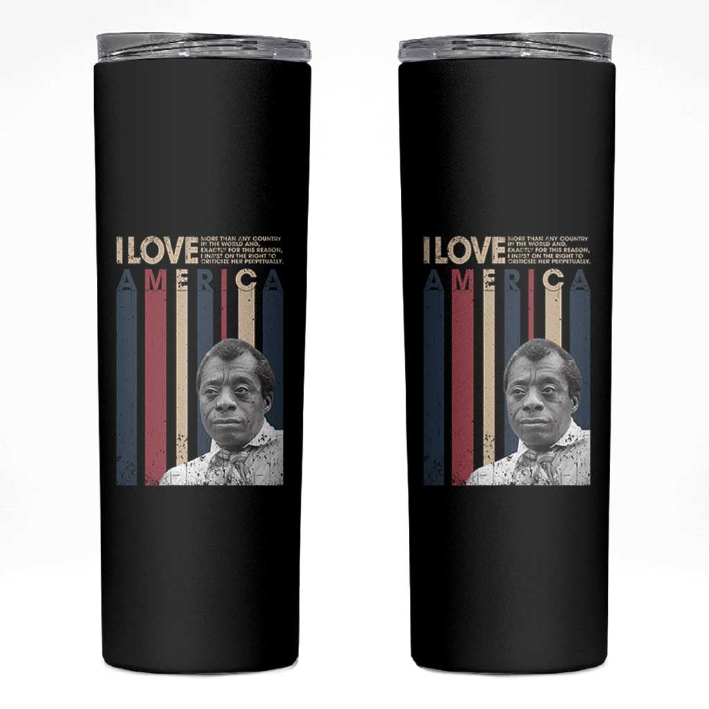 James Baldwin American Patriotic Skinny Tumbler I Love America More Than Any Country Retro - Wonder Print Shop