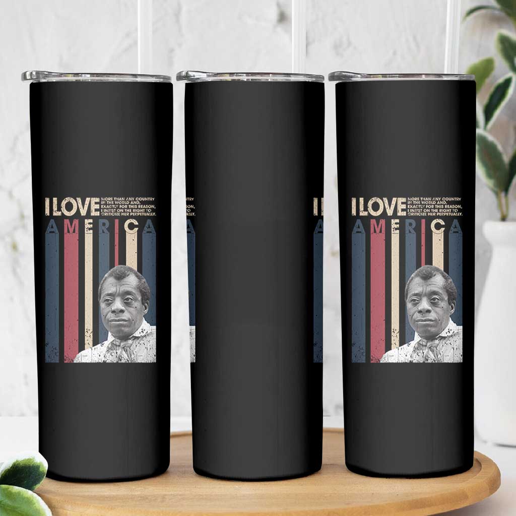 James Baldwin American Patriotic Skinny Tumbler I Love America More Than Any Country Retro - Wonder Print Shop