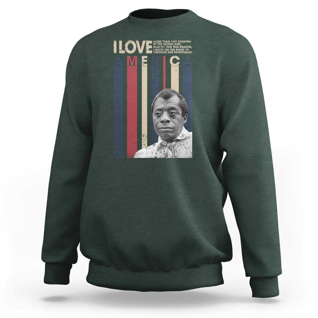 James Baldwin American Patriotic Sweatshirt I Love America More Than Any Country Retro - Wonder Print Shop