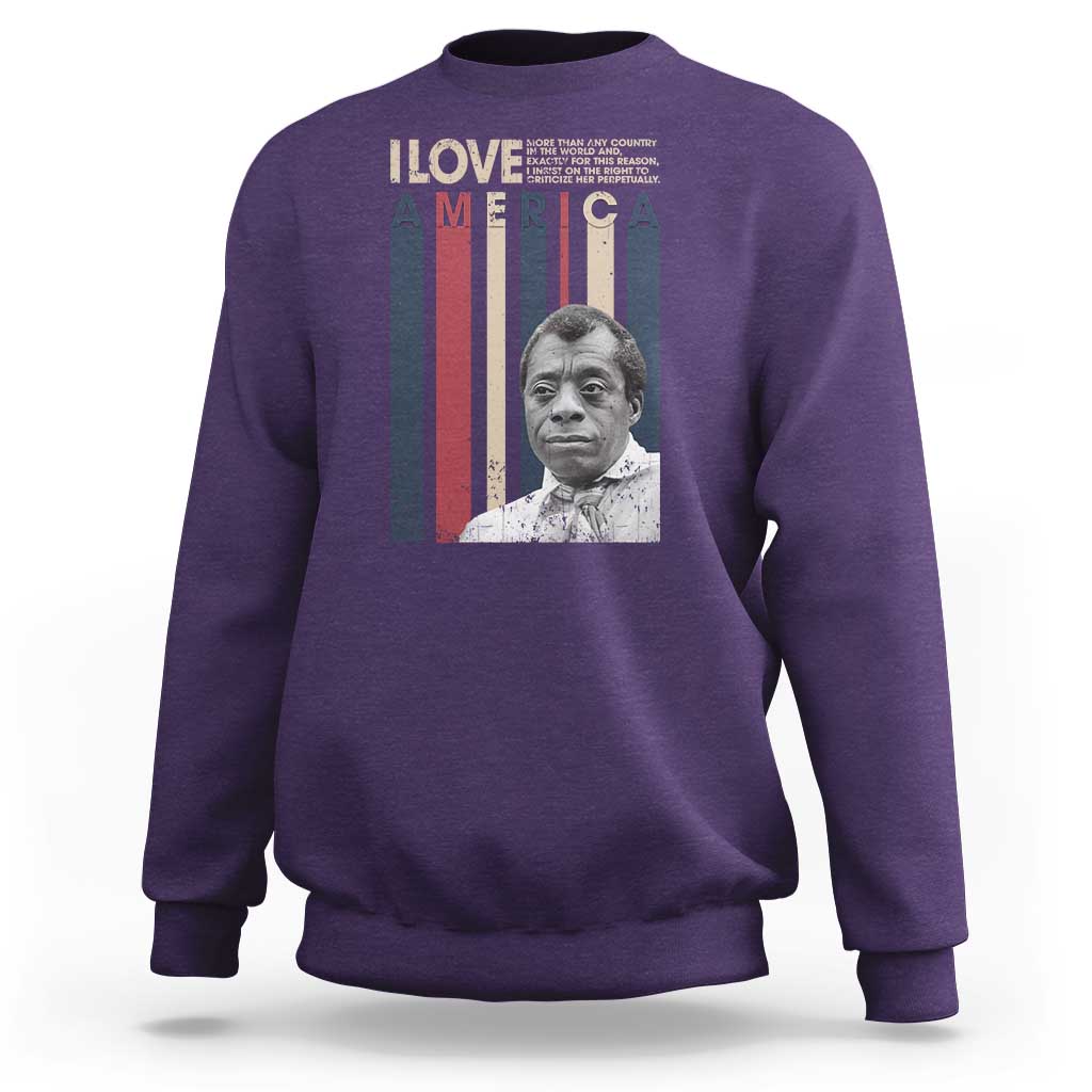 James Baldwin American Patriotic Sweatshirt I Love America More Than Any Country Retro - Wonder Print Shop