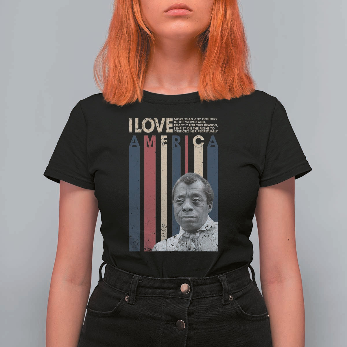 James Baldwin American Patriotic T Shirt For Women I Love America More Than Any Country Retro - Wonder Print Shop
