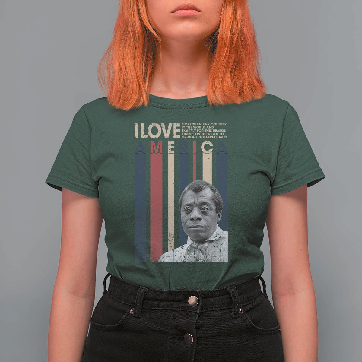 James Baldwin American Patriotic T Shirt For Women I Love America More Than Any Country Retro - Wonder Print Shop