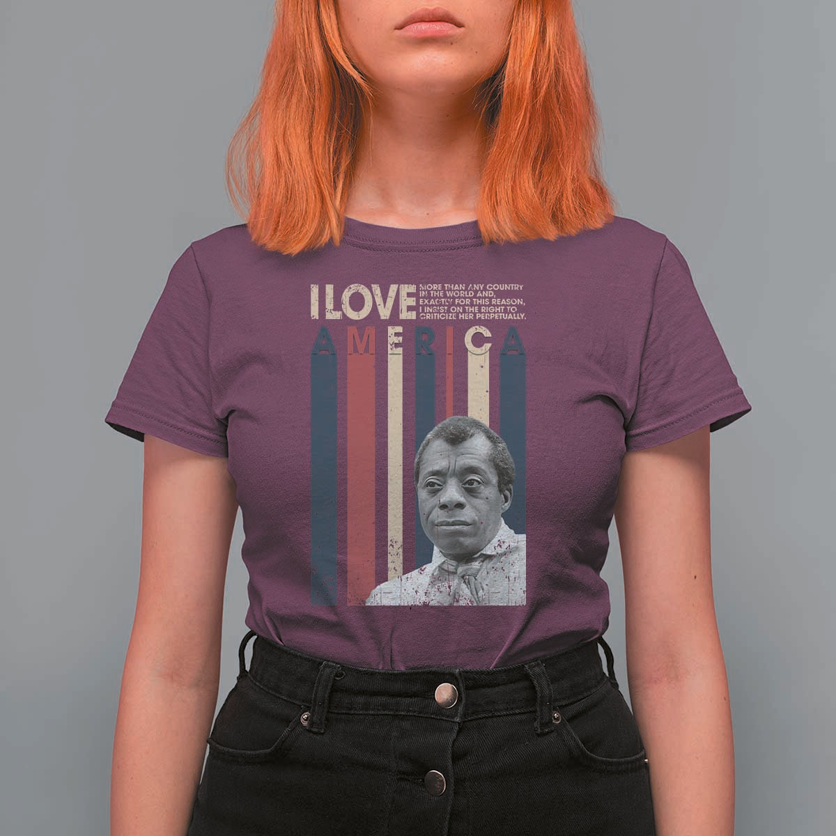 James Baldwin American Patriotic T Shirt For Women I Love America More Than Any Country Retro - Wonder Print Shop