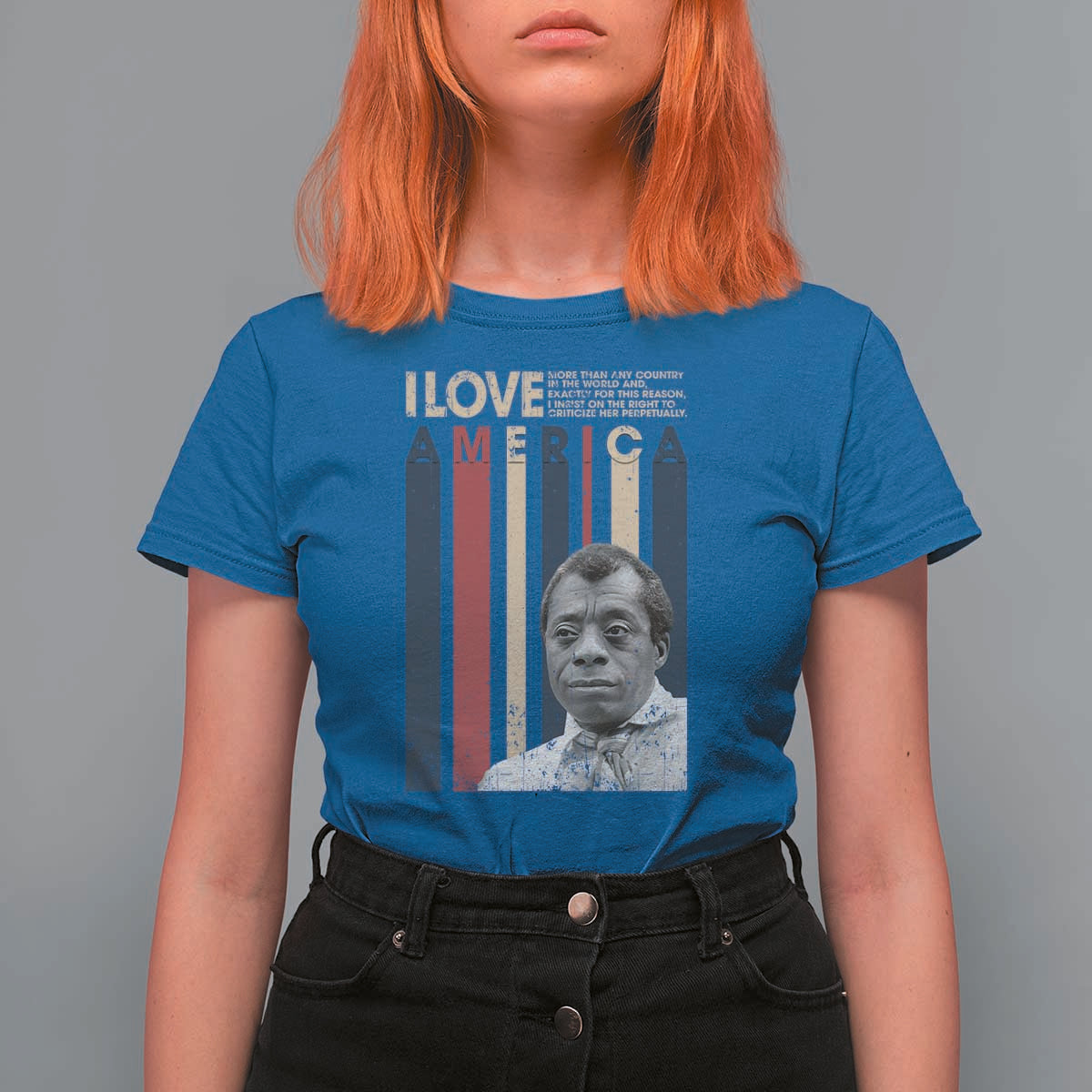 James Baldwin American Patriotic T Shirt For Women I Love America More Than Any Country Retro - Wonder Print Shop