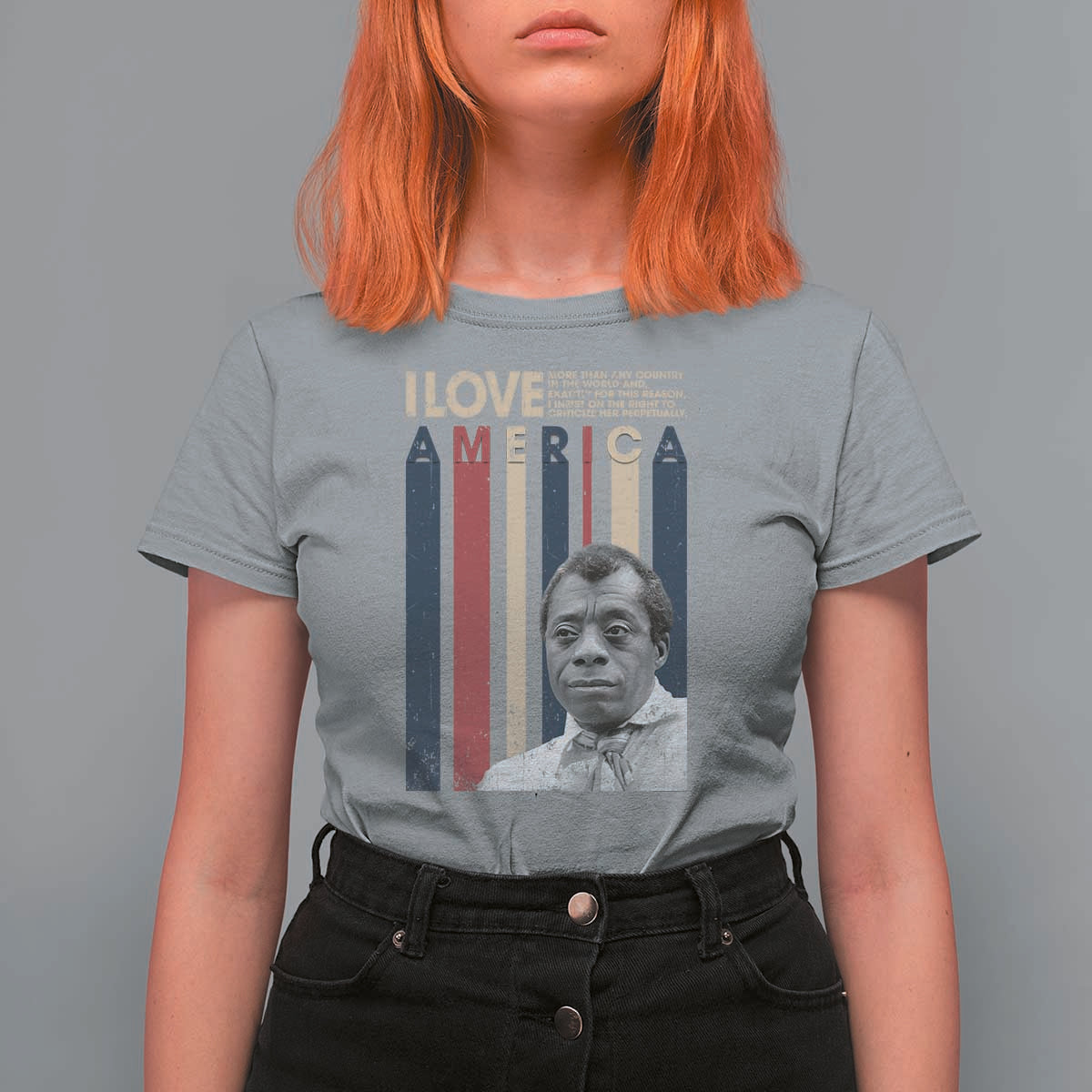 James Baldwin American Patriotic T Shirt For Women I Love America More Than Any Country Retro - Wonder Print Shop