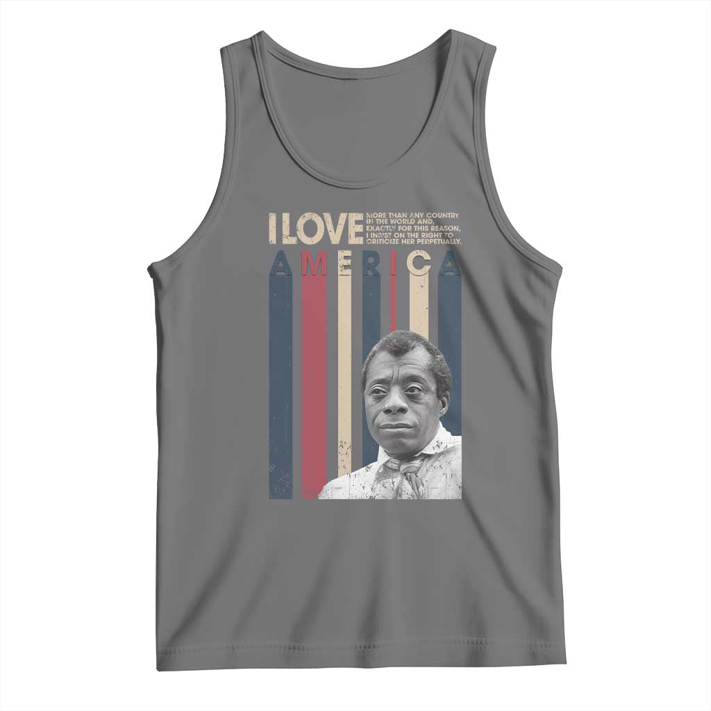 James Baldwin American Patriotic Tank Top I Love America More Than Any Country Retro - Wonder Print Shop