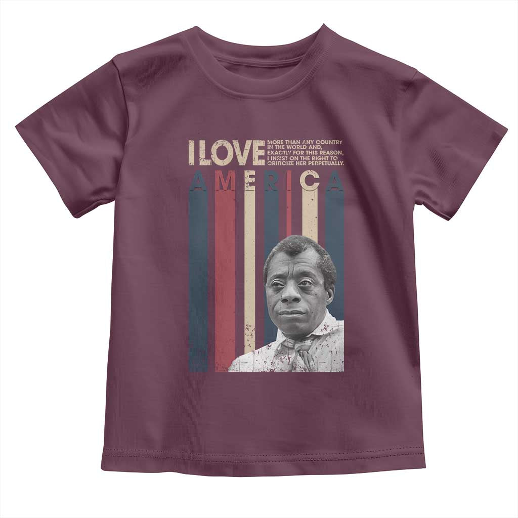 James Baldwin American Patriotic Toddler T Shirt I Love America More Than Any Country Retro - Wonder Print Shop