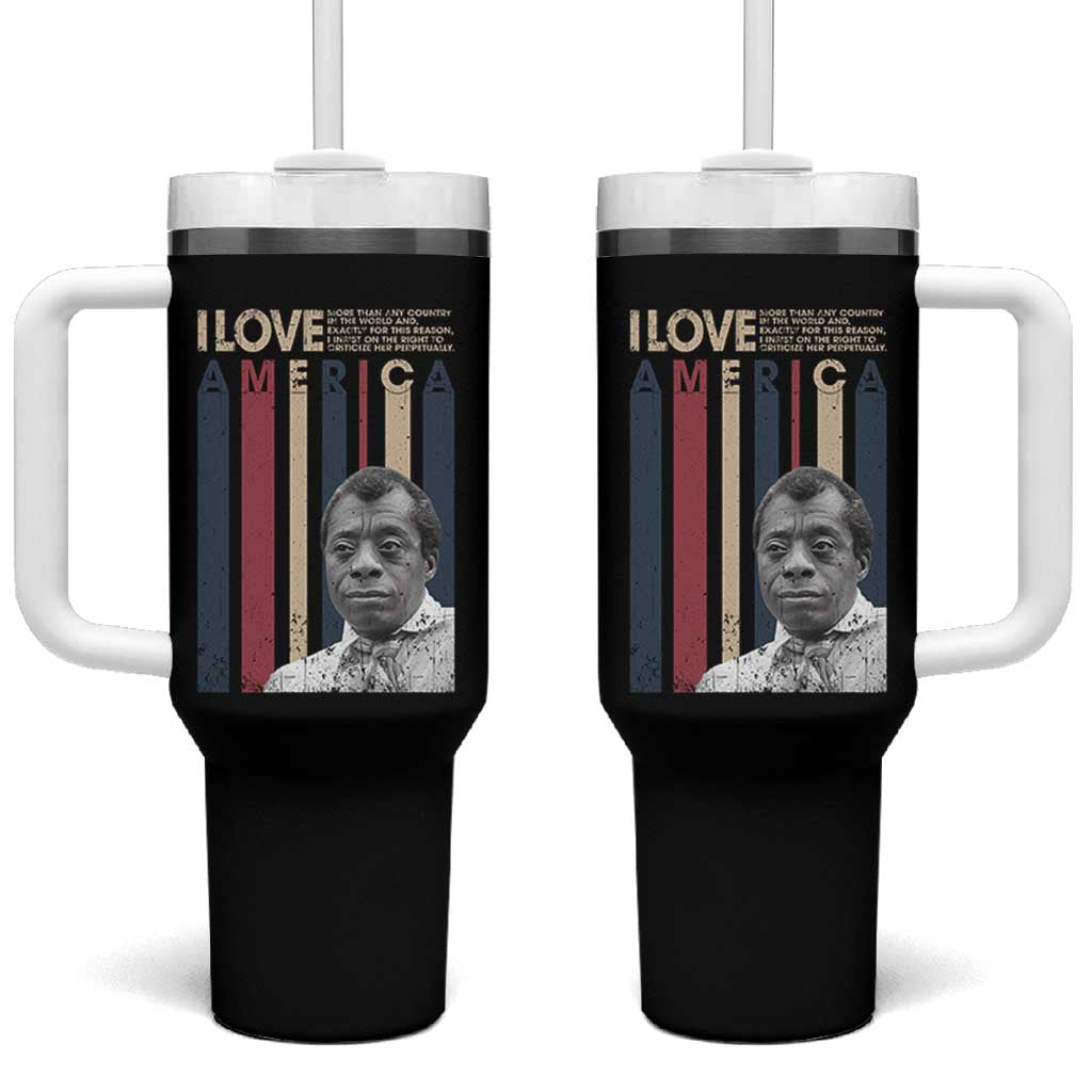 James Baldwin American Patriotic Tumbler With Handle I Love America More Than Any Country Retro - Wonder Print Shop