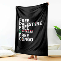 Free Palestine Sudan Congo Throw Blanket Human Rights Activist Justice and Solidarity - Wonder Print Shop