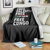 Free Palestine Sudan Congo Throw Blanket Human Rights Activist Justice and Solidarity - Wonder Print Shop