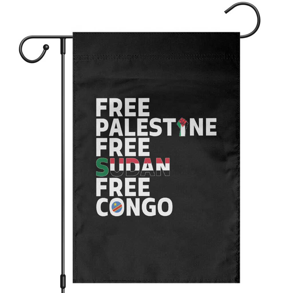Free Palestine Sudan Congo Garden Flag Human Rights Activist Justice and Solidarity - Wonder Print Shop
