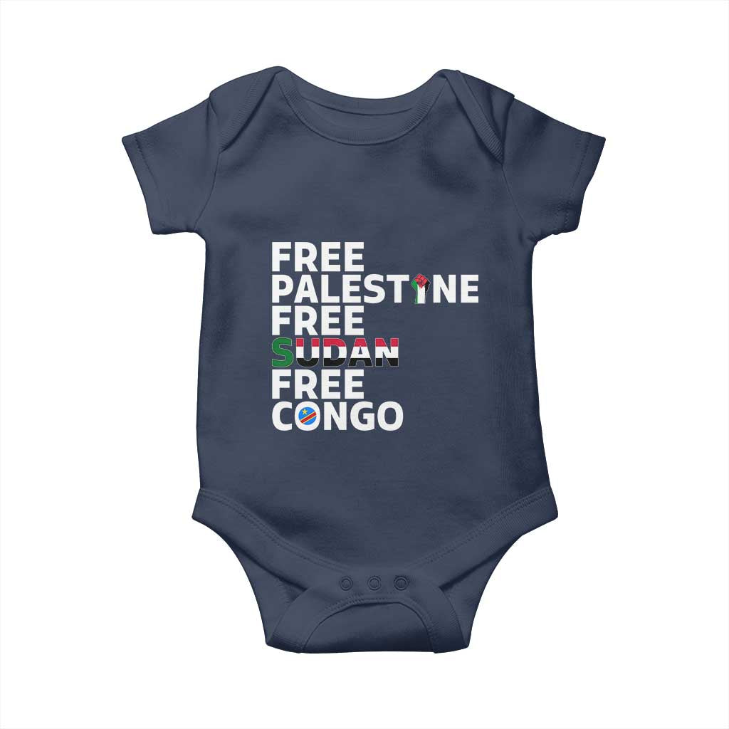 Free Palestine Sudan Congo Baby Onesie Human Rights Activist Justice and Solidarity - Wonder Print Shop