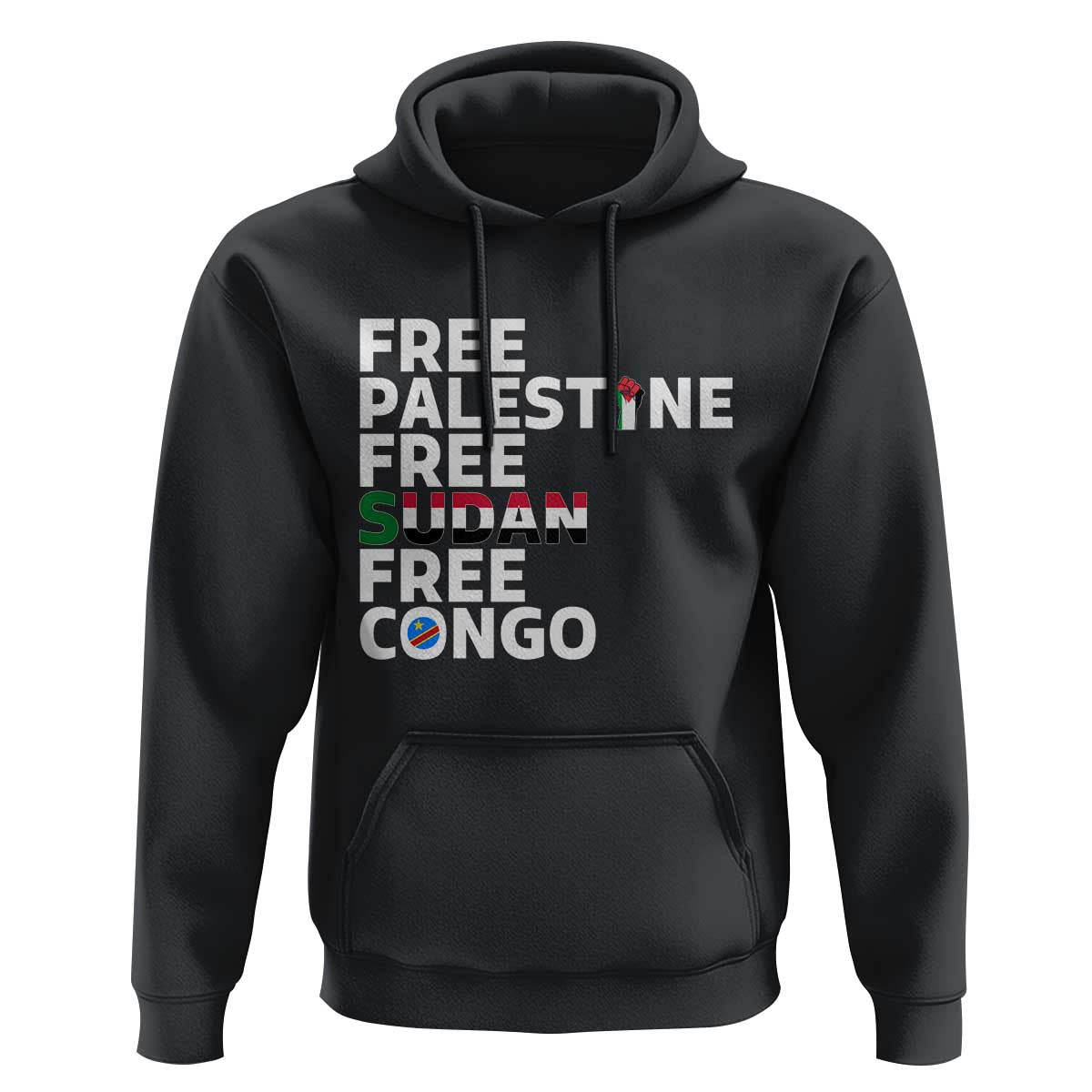 Free Palestine Sudan Congo Hoodie Human Rights Activist Justice and Solidarity - Wonder Print Shop