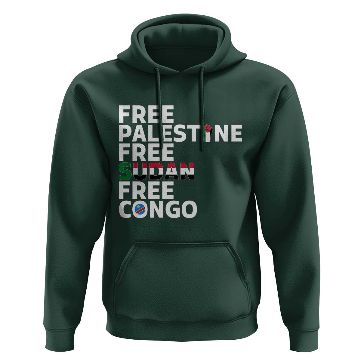Free Palestine Sudan Congo Hoodie Human Rights Activist Justice and Solidarity - Wonder Print Shop
