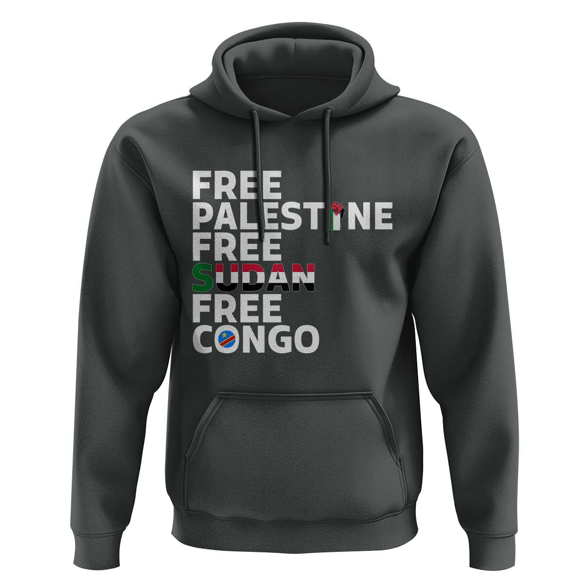 Free Palestine Sudan Congo Hoodie Human Rights Activist Justice and Solidarity - Wonder Print Shop