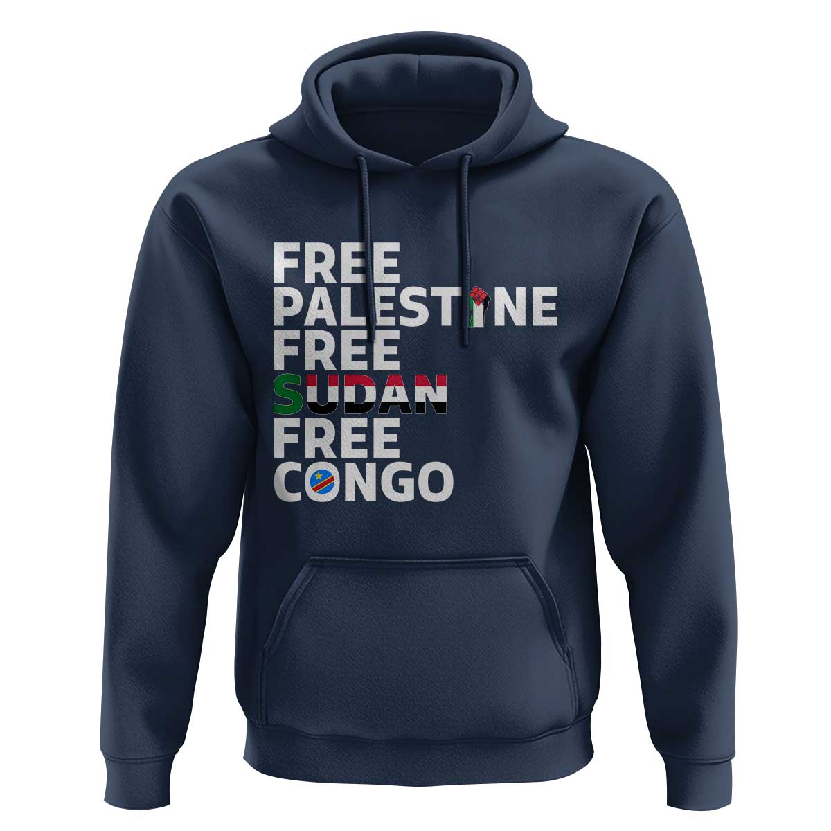 Free Palestine Sudan Congo Hoodie Human Rights Activist Justice and Solidarity - Wonder Print Shop