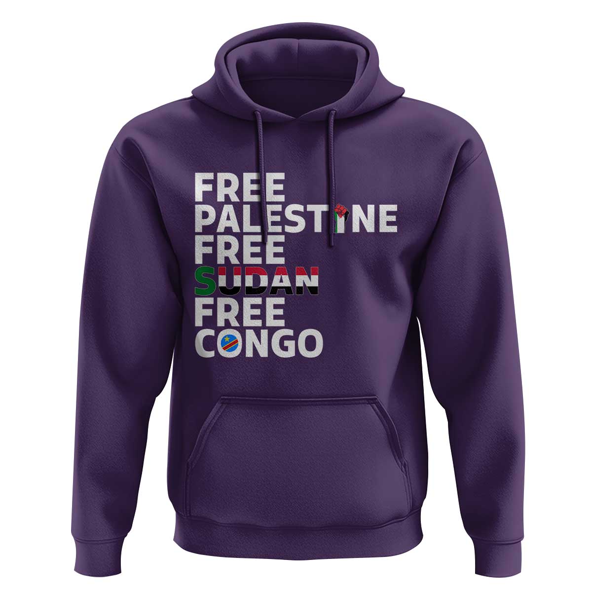 Free Palestine Sudan Congo Hoodie Human Rights Activist Justice and Solidarity - Wonder Print Shop