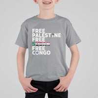 Free Palestine Sudan Congo T Shirt For Kid Human Rights Activist Justice and Solidarity - Wonder Print Shop