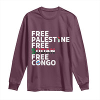 Free Palestine Sudan Congo Long Sleeve Shirt Human Rights Activist Justice and Solidarity - Wonder Print Shop