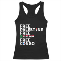 Free Palestine Sudan Congo Racerback Tank Top Human Rights Activist Justice and Solidarity - Wonder Print Shop