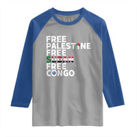 Free Palestine Sudan Congo Raglan Shirt Human Rights Activist Justice and Solidarity - Wonder Print Shop