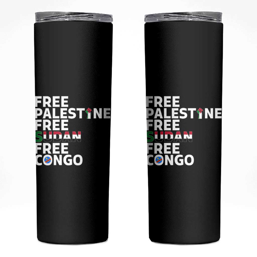 Free Palestine Sudan Congo Skinny Tumbler Human Rights Activist Justice and Solidarity - Wonder Print Shop