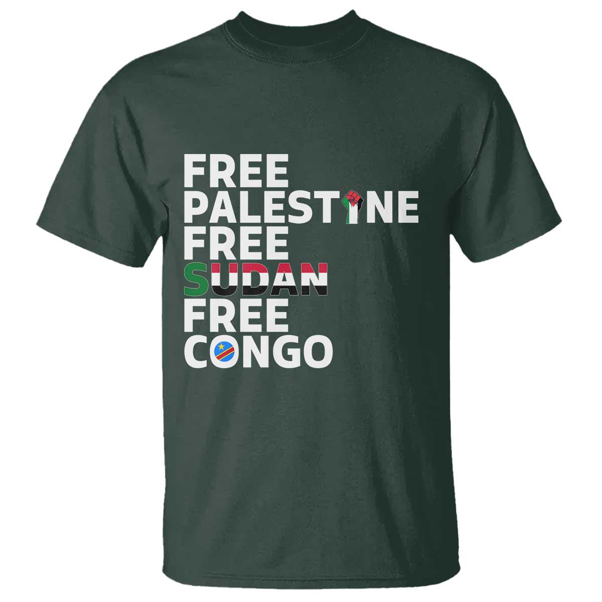 Free Palestine Sudan Congo T Shirt Human Rights Activist Justice and Solidarity - Wonder Print Shop