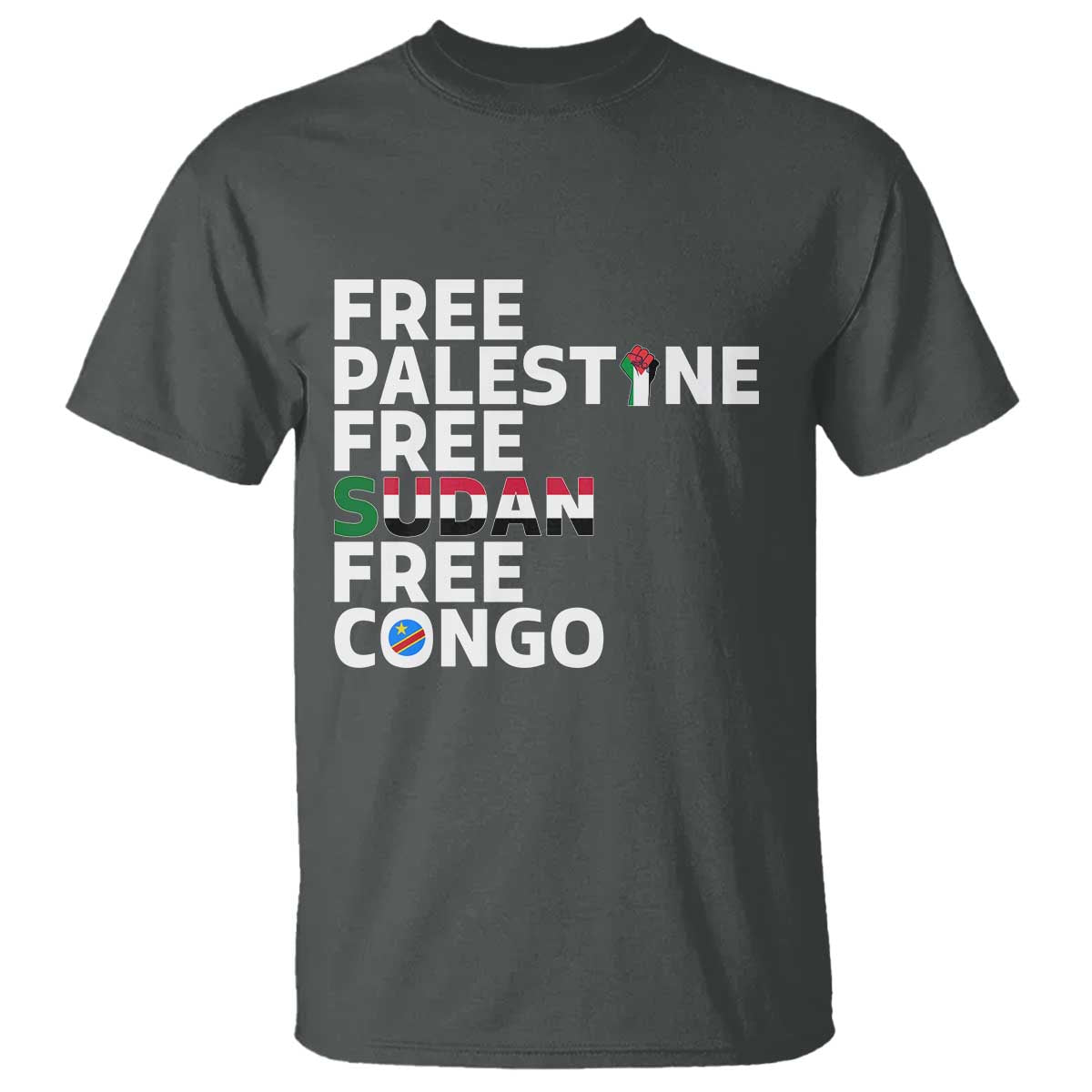 Free Palestine Sudan Congo T Shirt Human Rights Activist Justice and Solidarity - Wonder Print Shop